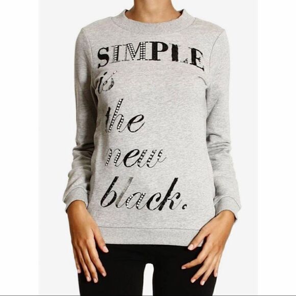 Love Moschino Sweaters - Love Moschino Simple Is The New Black Sequin Print Sweater